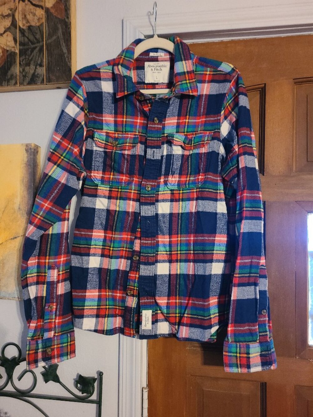 VTG Y2K Abercrombie Fitch Flannel Shirt Men L Muscle Fit Cabin Logger Fits M